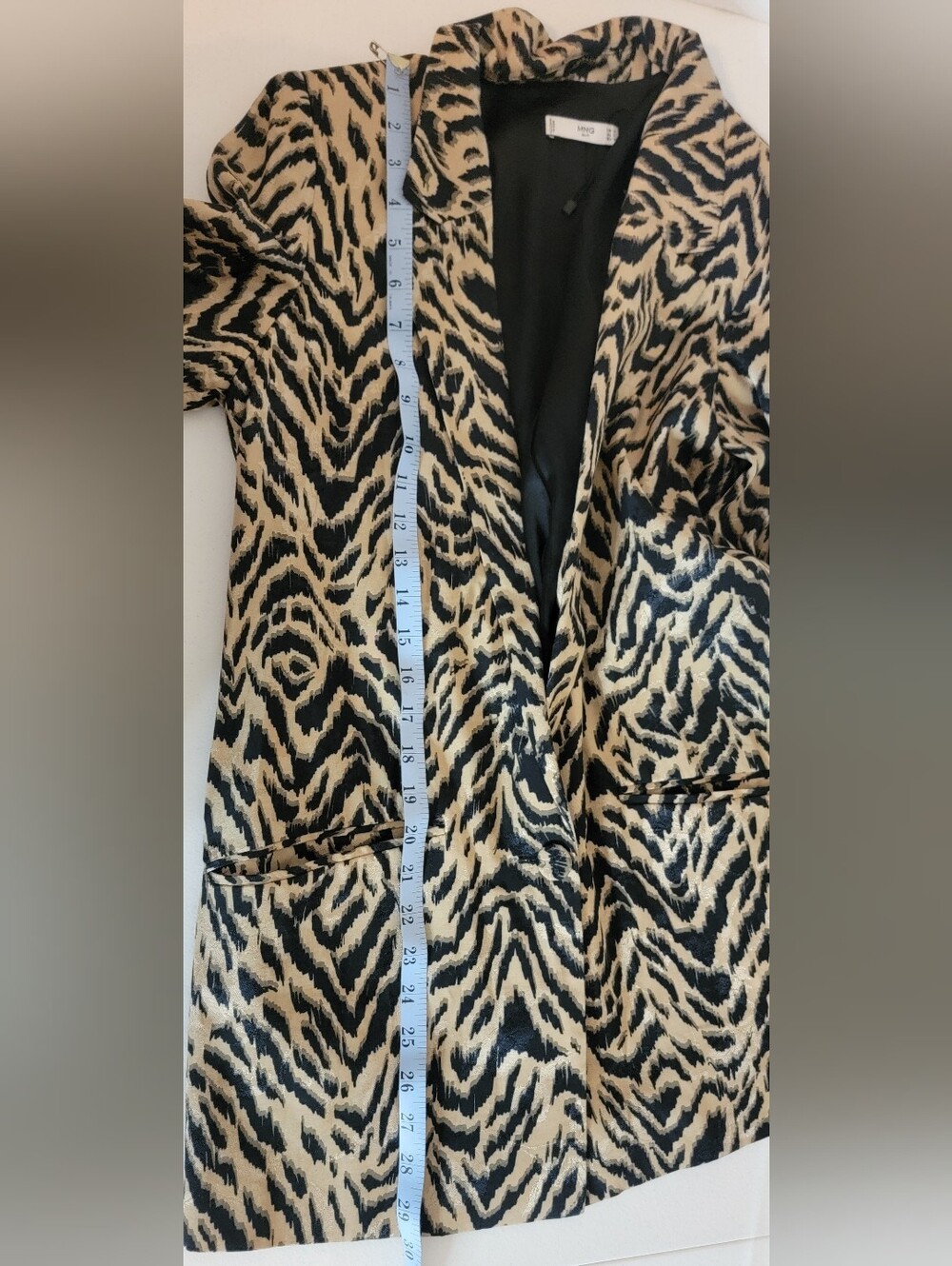 Mango MNG Black & Beige Animal-Print Blazer, NWOT, Small, Office, Career, Zebra - Picture 8 of 8